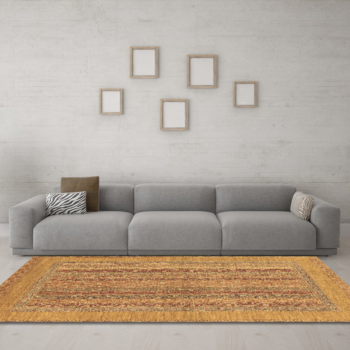 Machine Washable Abstract Brown Modern Rug in a Living Room,, wshabs2878brn