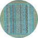 Round Machine Washable Abstract Light Blue Modern Rug, wshabs2878lblu