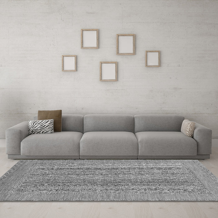 Machine Washable Abstract Gray Modern Rug in a Living Room,, wshabs2878gry