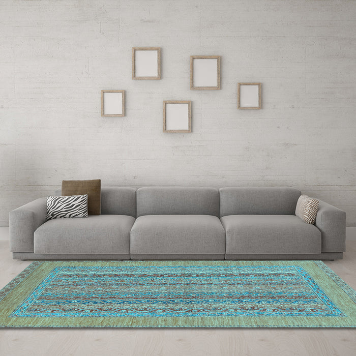 Machine Washable Abstract Light Blue Modern Rug in a Living Room, wshabs2878lblu
