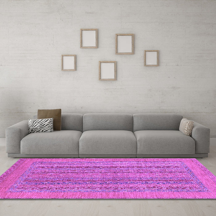 Machine Washable Abstract Purple Modern Area Rugs in a Living Room, wshabs2878pur