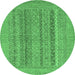 Round Abstract Emerald Green Modern Rug, abs2878emgrn