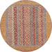 Round Machine Washable Abstract Chestnut Red Rug, wshabs2878