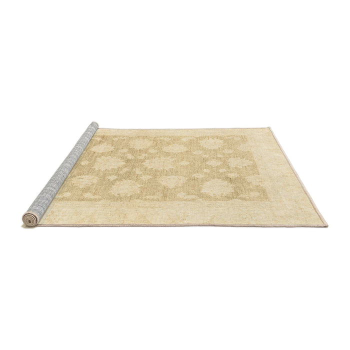 Sideview of Machine Washable Abstract Khaki Gold Rug, wshabs2879