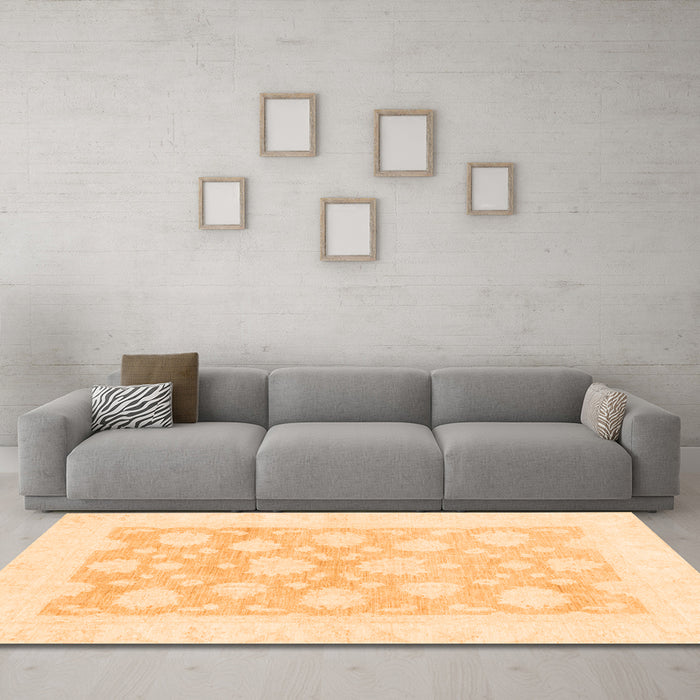 Machine Washable Oriental Orange Traditional Area Rugs in a Living Room, wshabs2879org