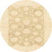 Round Abstract Khaki Gold Oriental Rug, abs2879