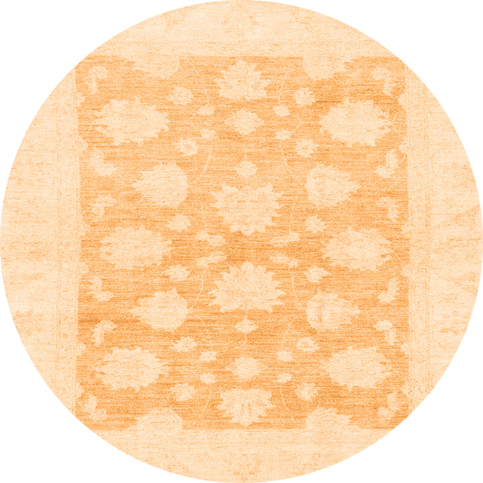Round Machine Washable Oriental Orange Traditional Area Rugs, wshabs2879org