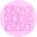 Round Machine Washable Oriental Pink Traditional Rug, wshabs2879pnk