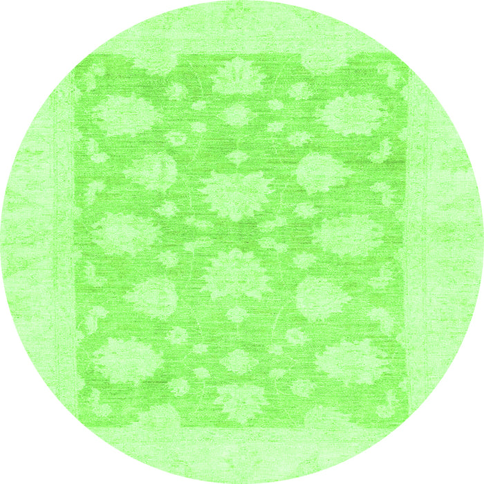 Round Machine Washable Oriental Green Traditional Area Rugs, wshabs2879grn