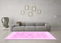 Machine Washable Oriental Pink Traditional Rug, wshabs2879pnk