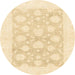 Round Machine Washable Abstract Khaki Gold Rug, wshabs2879