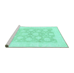 Sideview of Machine Washable Oriental Turquoise Traditional Area Rugs, wshabs2879turq
