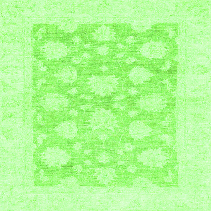 Square Machine Washable Oriental Green Traditional Area Rugs, wshabs2879grn