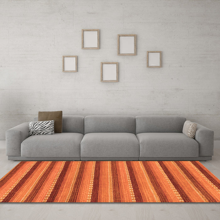 Machine Washable Oriental Orange Modern Area Rugs in a Living Room, wshabs287org
