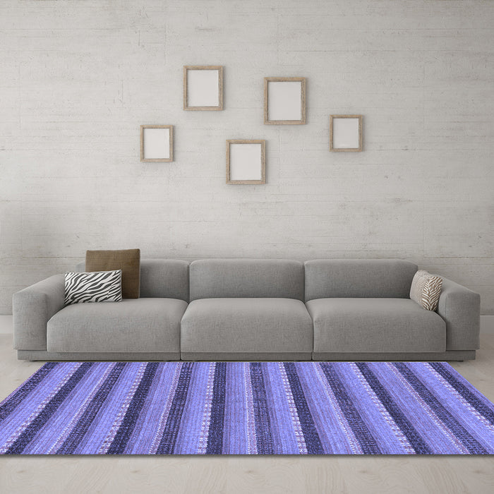 Machine Washable Oriental Blue Modern Rug in a Living Room, wshabs287blu