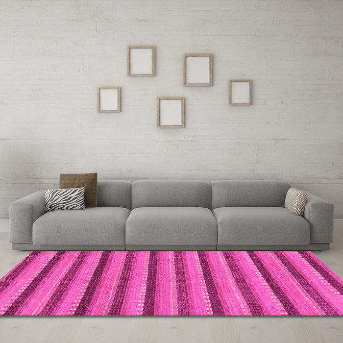 Machine Washable Oriental Pink Modern Rug in a Living Room, wshabs287pnk