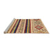 Sideview of Machine Washable Abstract Brown Red Rug, wshabs2880