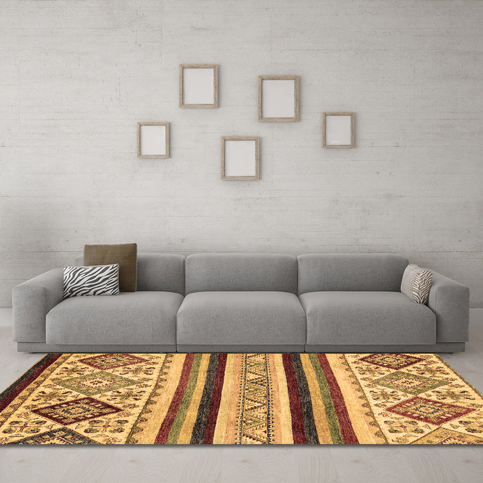 Machine Washable Abstract Brown Modern Rug in a Living Room,, wshabs2880brn