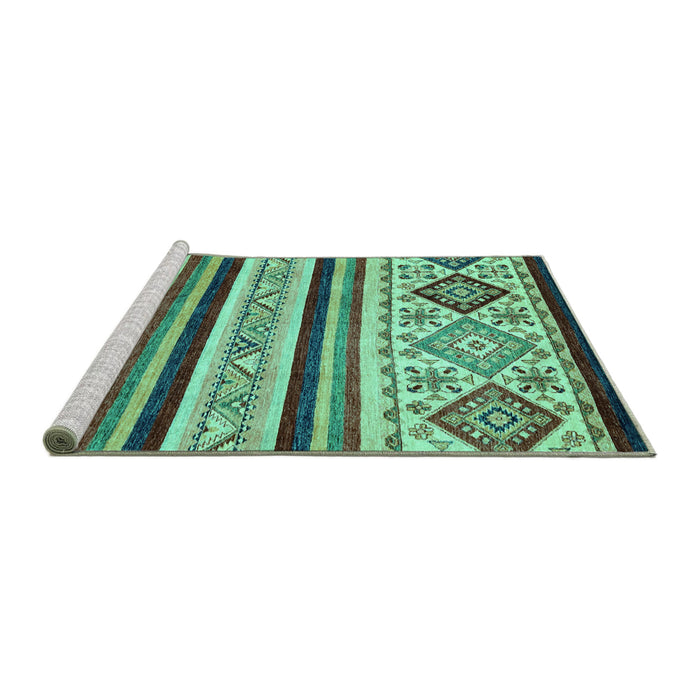 Sideview of Machine Washable Abstract Turquoise Modern Area Rugs, wshabs2880turq