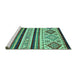 Sideview of Machine Washable Abstract Turquoise Modern Area Rugs, wshabs2880turq