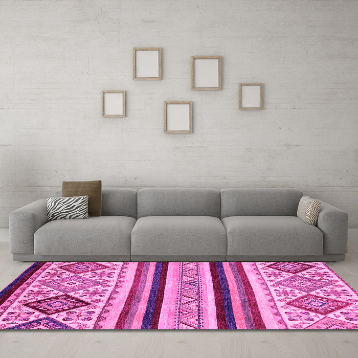 Machine Washable Abstract Pink Modern Rug in a Living Room, wshabs2880pnk