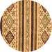 Round Abstract Brown Modern Rug, abs2880brn