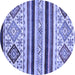 Round Abstract Blue Modern Rug, abs2880blu