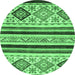 Round Abstract Emerald Green Modern Rug, abs2880emgrn