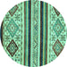 Round Abstract Turquoise Modern Rug, abs2880turq