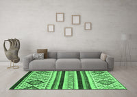 Machine Washable Abstract Emerald Green Modern Rug, wshabs2880emgrn