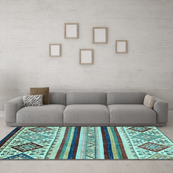 Machine Washable Abstract Light Blue Modern Rug in a Living Room, wshabs2880lblu