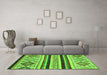 Machine Washable Abstract Green Modern Area Rugs in a Living Room,, wshabs2880grn