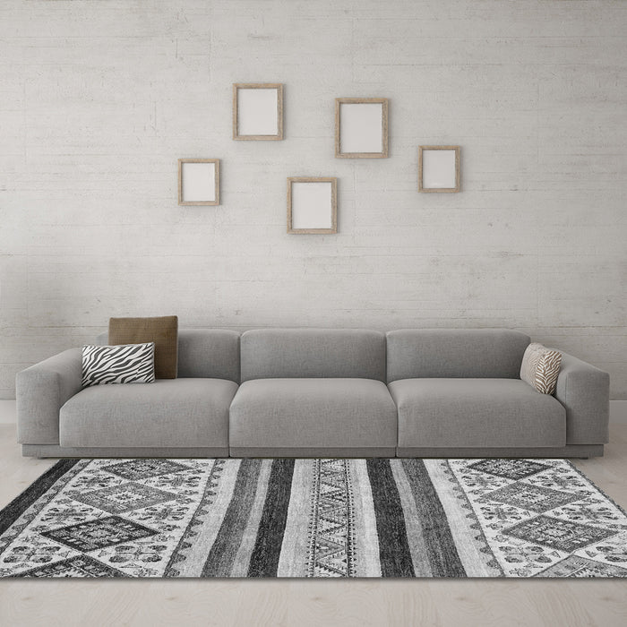 Machine Washable Abstract Gray Modern Rug in a Living Room,, wshabs2880gry