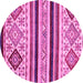 Round Abstract Pink Modern Rug, abs2880pnk