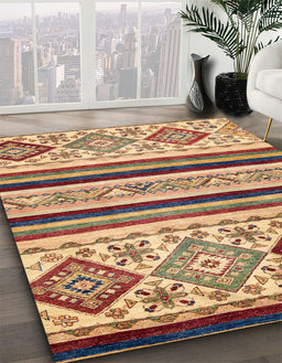 Machine Washable Abstract Brown Red Rug in a Family Room, wshabs2880