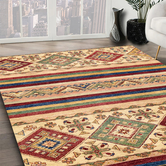 Machine Washable Abstract Brown Red Rug in a Family Room, wshabs2880