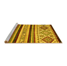 Sideview of Machine Washable Abstract Yellow Modern Rug, wshabs2880yw