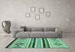 Machine Washable Abstract Turquoise Modern Area Rugs in a Living Room,, wshabs2880turq