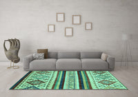 Machine Washable Abstract Turquoise Modern Rug, wshabs2880turq