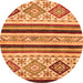 Round Abstract Orange Modern Rug, abs2880org