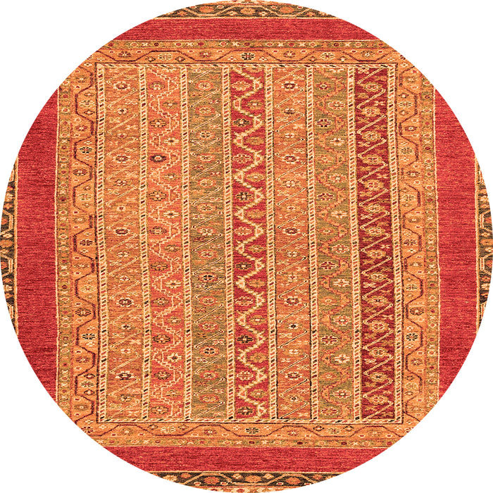 Round Abstract Orange Modern Rug, abs2881org
