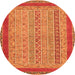 Round Abstract Orange Modern Rug, abs2881org