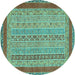 Round Abstract Turquoise Modern Rug, abs2881turq