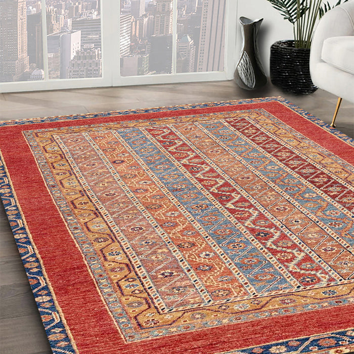 Machine Washable Abstract Brown Sugar Brown Rug in a Family Room, wshabs2881