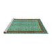 Sideview of Machine Washable Abstract Turquoise Modern Area Rugs, wshabs2881turq