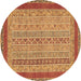 Round Machine Washable Abstract Brown Modern Rug, wshabs2881brn