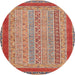 Round Abstract Brown Modern Rug, abs2881