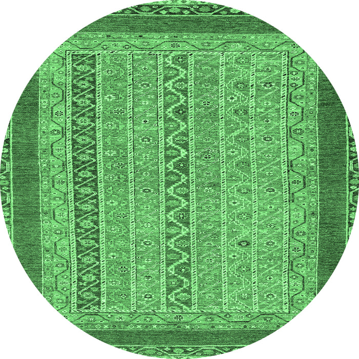 Round Abstract Emerald Green Modern Rug, abs2881emgrn