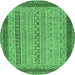 Round Abstract Emerald Green Modern Rug, abs2881emgrn