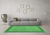 Machine Washable Abstract Emerald Green Modern Rug, wshabs2881emgrn